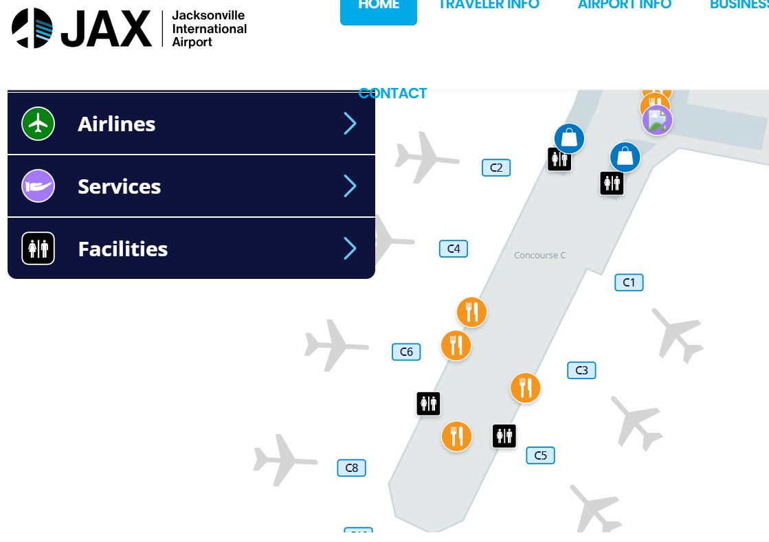 JAX Airport Map - Jacksonville International Airport(JAX)