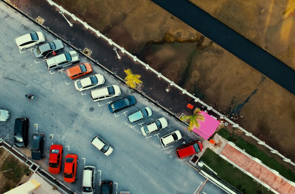 Bird's Eye View of Parked Cars